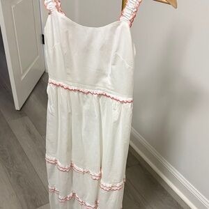 J. Crew Factory White Dress with Pink Trim